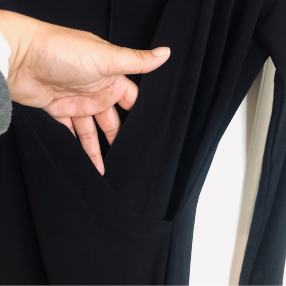 NWT New Norma Kamali Long Sleeve Modern Side Drape Dress XS Black Revolve - Picture 9 of 13